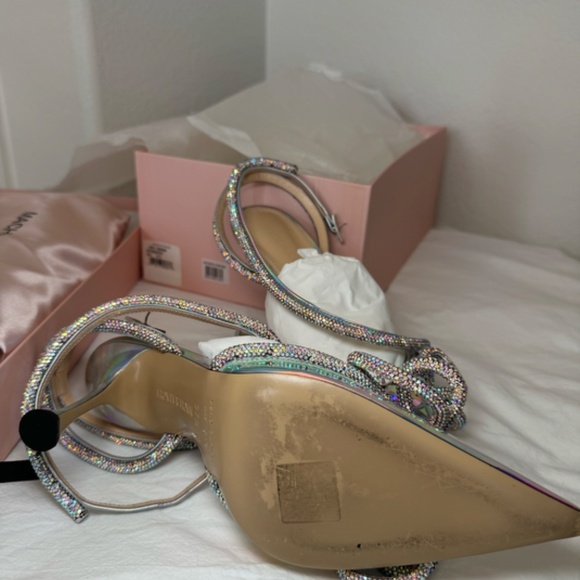 MACH & MACH Victoria Iridescent Double Bow Pointed Toe Pump
